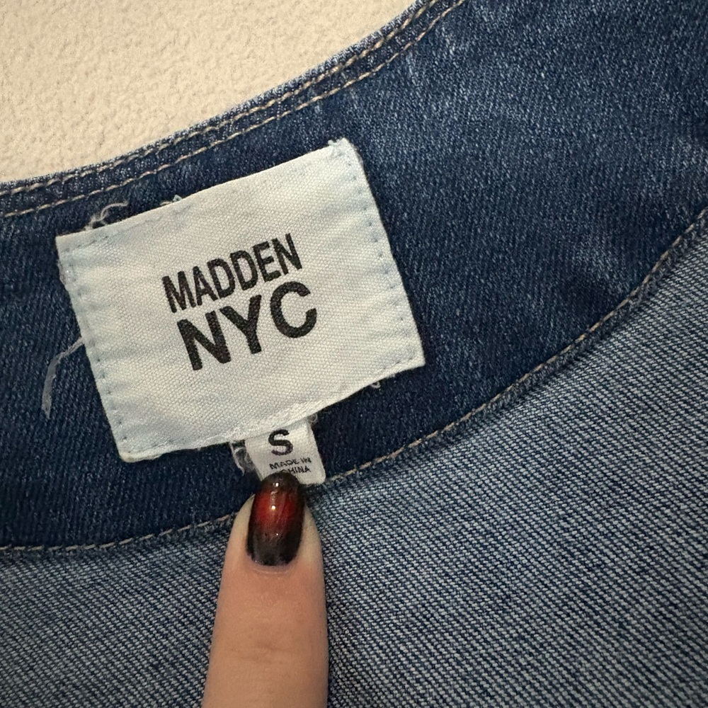MADDEN NYC Denim Button-Up Tank Top Vest - Picture 4 of 4